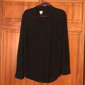 Sheer black button down